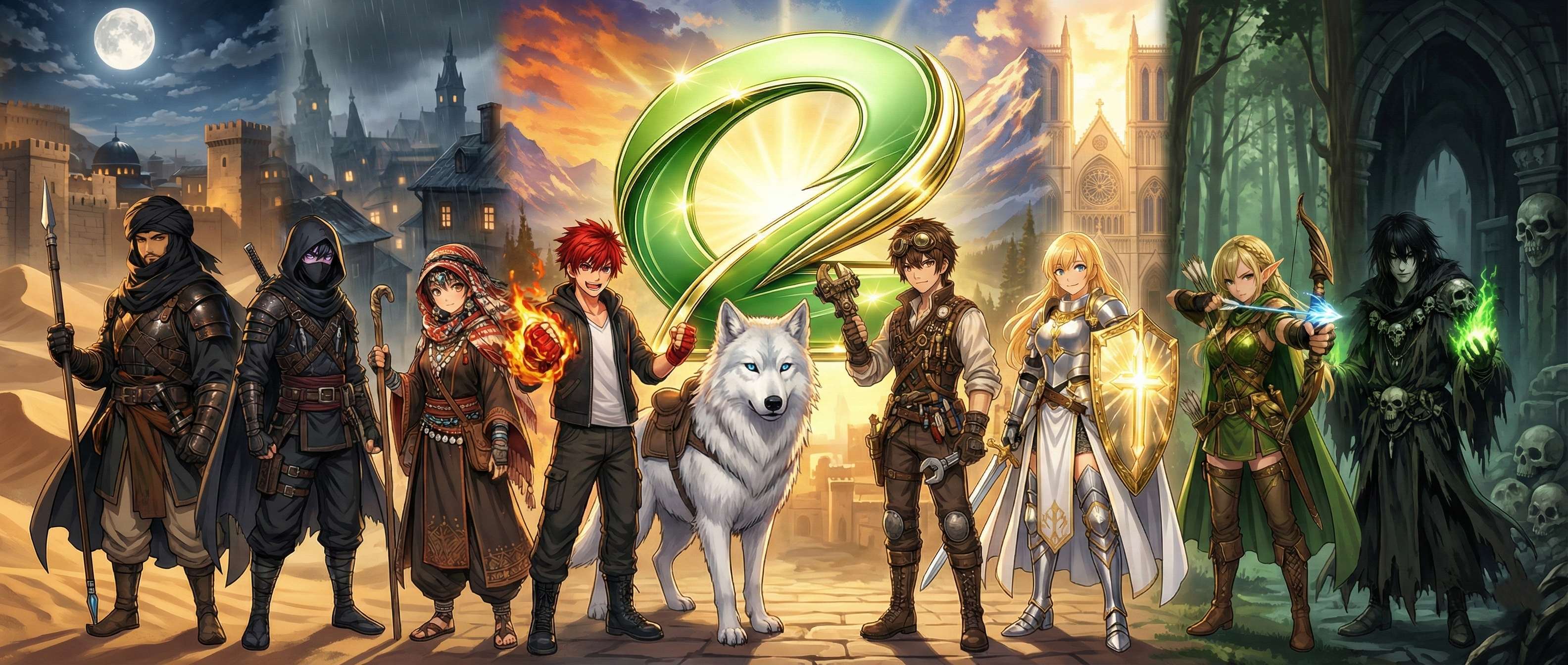 Epic fantasy characters lineup with Cash2Earn